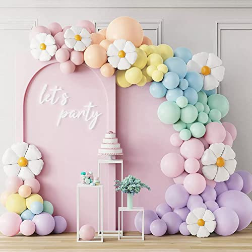 160pcs Pastel Balloon Arch Kit Macaron Dasiy Balloon Garland Kit Green Pink Blue Yellow DIY Latex Balloon Garland Arch Kit Party Decoration for Birthday Wedding Baby Shower Christmas