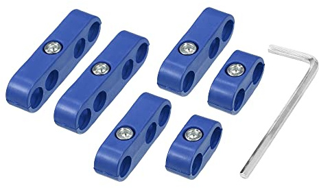 X AUTOHAUX Car Spark Plug Wire Separator Looms Divider Organizer Clamp Blue | 1 Set, 7mm-8mm, Plastic
