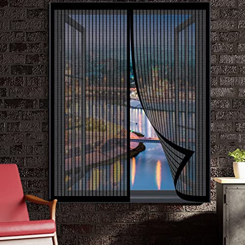 Insektenschutz Für Fenster 50 x 100 cm Insektenschutzgitter Kein Bohren Kinderleichte Montage Magnetvorhang Für Balkontür Terrassentür, Schwarz