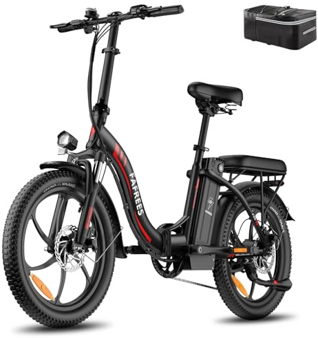 Fafrees F20 Electric Bicycle, 20 Inch Folding Electric Urban Bike, 250W Fatbike, 36V/16AH Battery, Unisex Adult ebike, Range 60-120KM (Black)