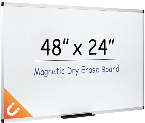 Mr. Pen- Magnetic Dry Erase Board for Wall, 24 x 48, Silver Aluminum Frame, Large White Board Dry Erase with Marker Tray & Mounting Hardware
