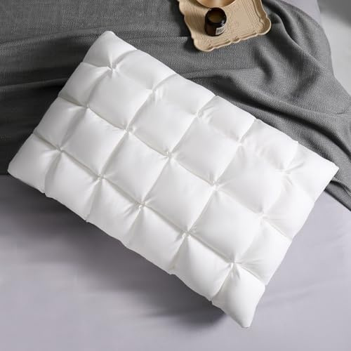 YOUR MOON Soft Pillow for Sleeping Standard Size, Supportive Pillows for Bed, 100% Cotton Cover, Fluffy Down Alternative Filling, Hotel Luxury Pillow for Side, Back Sleepers (White)