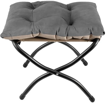 Foot Stool Foldable Foot Stool Living Room with Metal Legs Small Footstool for Living Room Garden and Balcony Dark Gray 44 * 41 * 38CM (Short Pile, Dark Gray)