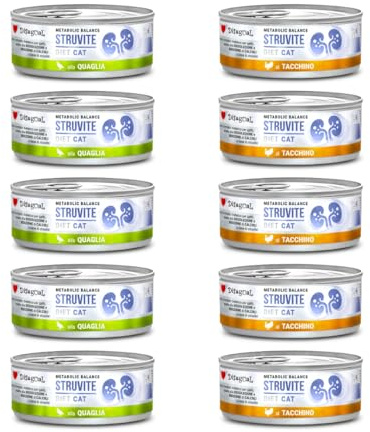 MIX Metabolic Balance CAT STRUVITE 10 lattine da 85g: 5 scatolette di STRUVITE Quaglia + 5 scatolette di STRUVITE Tacchino | alimento specifico per gatti | patè