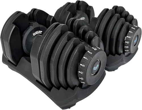 BRAINGAIN 40kg Adjustable Dumbbell Pair, 17 Weight Settings, Smart-Click Technology for Fast Weight Changes, Anti-Slip Grip, Adjustable Plates, Space-Saving Fitness Dumbbells for Home Training