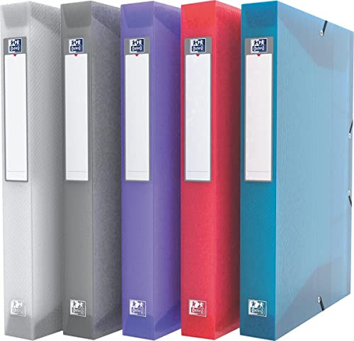 Oxford hawai Heftbox A4, aus Kunststoff, transparent, 5 Farben, 6er Pack