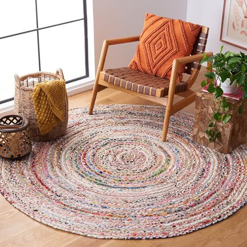 Safavieh Tapis Boho pour Salon, Salle à Manger, Chambre à Coucher - Cape Cod Collection, Tapis à Poil Court, Multi, 122 X 122 cm