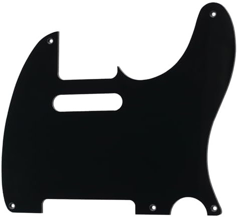 Musiclily 5 Löcher Vintage Tele Pickguard Gitarren Schlagbrett für Fender American/Mexican Telecaster E-Gitarre, 1 lagig Schwarz