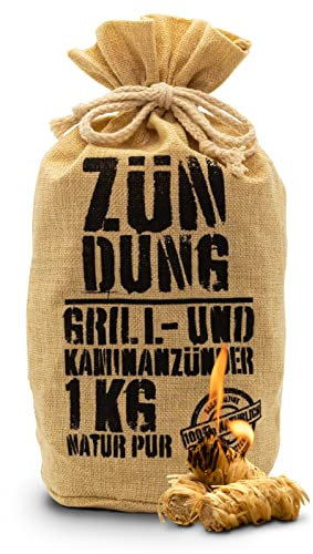 ZÜNDUNG Grill- und Kaminanzünder 1 kg Holzwolle Wachs, 100% nachhaltige Bio Grillanzünder Holzwolle, Feueranzünder, Holzanzünder (Grill-, Kamin- & Ofenanzünder)