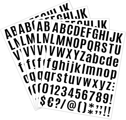 Buchstaben Aufkleber Selbstklebend Schwarz Klebebuchstaben, 10 Blatt Selbstklebende Buchstaben Nummern Sticker zum Aufkleben 1 Zoll