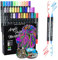 Sonlaryin Acrylstifte für Leinwand 36 Farben, Doppelspitze Acrylstifte für Steine Wasserfest, Acrylmarker Set für Holz, Glas, Papier, Keramik, Leinwand, Erwachsene Kinder Geschenke Ostern Basteln