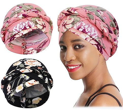 XEPST Frauen Chemo Hüte Turban Damen Chemo-Turbane Kopfbedeckung Beanie Mütze Kappe für Frauen Krebs Patienten Haarausfall - 2 Stück