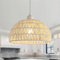 Comely Pendelleuchte Rattan, Boho Hängelampe Esszimmer mit E27 Lampefassung, Handgeflochtener Rattan Lampenschirm, Geeignet für Schlafzimmer Wohnzimmer Flur Küche, Weiß