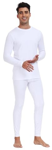 North Bund Set De Ropa Interior Térmica para Hombre Manga Larga Camiseta y Pantalones Invierno Esquí Térmicos Cálido Transpirable Suave Elástica Conjuntos Deportes Ciclismo Running Montaña Blanco XL