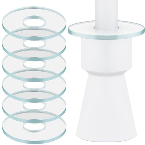 Zonon 6 Pcs Attrape-Gouttes de Bougies en Verre de Noël 23 mm de Diamètre Intérieur Protection Anti-Goutte pour Bougies Coniques et Bougies de Communion Anneau de Bougie en Verre Transparent
