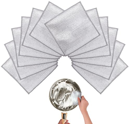 Nanaborn Wire Dishwashing Rags for Wet 12pcs Multipurpose Non-Scratch Kitchen Mesh Dishcloth