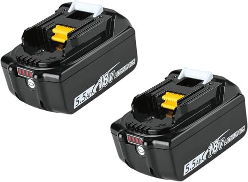 Batterie de rechange pour Makita 18 V 5,5 Ah pour radio de chantier DMR108 DMR110 DMR107 DMR112 avec batterie d'outils LED