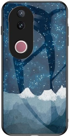 Multicolor Case for vivo V50 5G Cases Gradient Clear Tempered Glass Cover Caser Compatible with vivo V50 5G (Blue Starry)