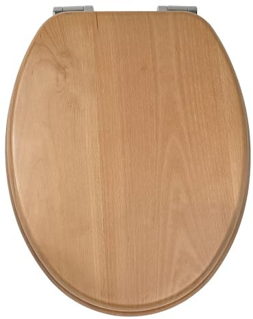 WC Sitz mit Absenkautomatik | Holzkern | stabile Softclose Scharniere | einfache Montage | glatte Oberfläche | Motive zur Auswahl | Holz WC-Deckel universell passend (Buche)