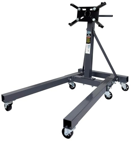 SwitZer 2000lbs Engine Stand Gearbox Support 900kg Heavy Duty Steel Structure Swivel Transmission Jack 360 Degree Rotation 6 Wheels Adjustable Mounting Arms Car Trolley Garage Workshop, Grey