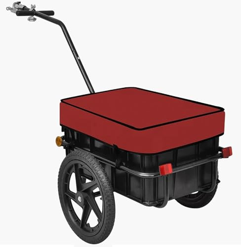 Hopfällbar Cykelkärra, Cykelkärra för Hundar och Handvagn, Snabbkoppling, Reflexer, för Camping, Resor Och shopping(Red)