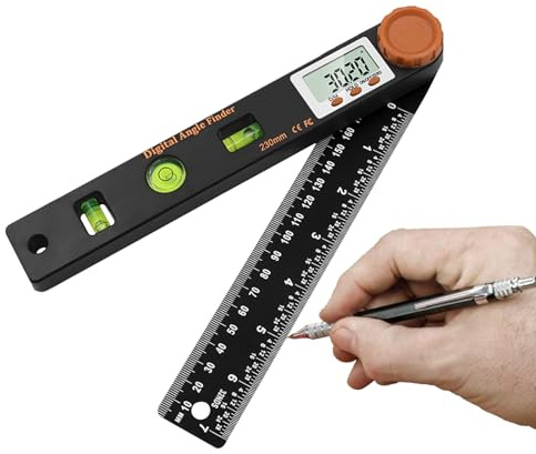 Righello angolare digitale, 17,8 cm, goniometro da 230 mm con display LCD, strumento di misurazione 4 in 1, righello digitale per falegnami e falegnami, funzione di leggibilità migliorata