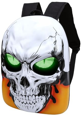 AMONIDA LED-ryggsäck, 20x32 Programmerbar Färgskärm Hardshell-ryggsäck, Skull Head- med APP-kontroll, Idealisk för Motorcykel, Cykling, Resor och Bärbar Datorväska
