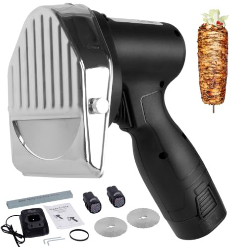 Couteau à Kebab Électrique sans Fil 2 Batteries 16,8V avec 2 Lames 100mm