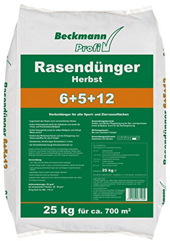 Floragard Beckmann Profi Engrais pour Gazon 6 + 5 + 12 en Automne 25 kg