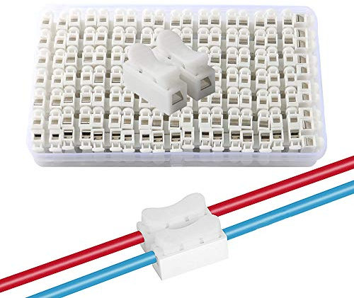 QitinDasen 68Pcs Premium CH2 Schnelldrahtverbinder, Federverbindungsstück Verbindungsklemmen, Kabelklemme Klemmenblock, Elektrische Drähte an die LED Streifen Licht Draht Anschluss
