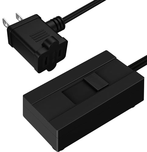 TOPGREENER Table-Top Plug in Dimmer for Table or Floor Lamps, Slide Control, Works with 360 Watt Incandescent/Halogen and 150 Watt Dimmable CFL/LED, Off at Lowest dim, 6ft Cord, TGTTDL300-BK, Black