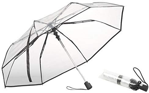 Carlo Milano Regenschirm: Stabiler Automatik-Taschenschirm mit transparentem Dach, Ø 100 cm (Taschenschirm durchsichtig, transparenter Regenschirm, Durchsichtiger)