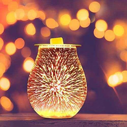 Lampade profumate Elettriche, Fuochi D'Artificio 3D Diffusore Di Aromaterapia Bruciatore A Olio In Vetro, Bruciatore Di Fusione Lampada Riscaldante Touch Control Luce Notturna Per Regali Di Casa