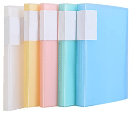 TUKA-i-AKUT [5x] Sichtbuch PP A5 insgesamt 200 Klarsichthüllen für 400 Blatt (je Buch 40 Klarsichthüllen), Transparente Hülle, Solid Präsentationsordner aus PP, 5er Set in 5 Farben, TKD8038-5x