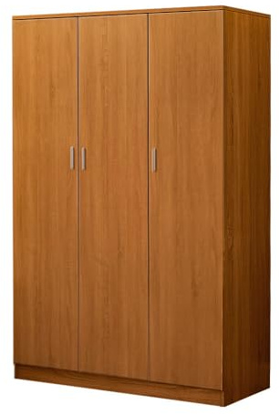 Panana Wooden 3 Door Wardrobe with Shelf and Hanging Rail Modern Clothes Storage Cupboards Unit for Bedroom Furniture W 115.4 * D 50 * H 180cm (Oak Effect)