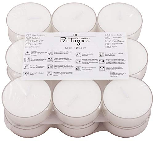 Pritogo Lot de 36 bougies chauffe-plat XXL en plastique - Diamètre : 5,8 x 2,2 cm. Sans parfum
