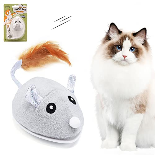 UGBO Juguetes para Gatos Interactivos Juguete Gato Interactivo Ratones para Gatos Movimiento Recargable USB Juegos Ratón para Gato Cat Toys Realista Raton Juguete para Adultos Pequeños Gato (Gris)