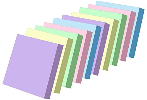 1000 Feuilles Notes Autocollantes Couleur Notes Adhésives Notes Self-sticky Super Sticky 76 mm X 76 mm Fournitures de Bureau 5 Couleurs (2 set)