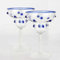 Gökotta Set of 2 Handmade Polka Dot Cocktail Glasses for Margarita | Blue Dotted Glasses Unique Glassware | Luxury Crystal Glass