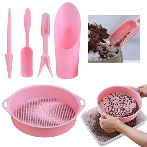 mengger Tamiz de Jardín de Plástico, 5 Stuks Tamiz Jardín Tamiz Redondo de Jardín Malla para Trabajos de Jardín Tamiz de Jardín de Tamiz de Suelo de Plástico Redondo Tamiz de para Tierra Compost