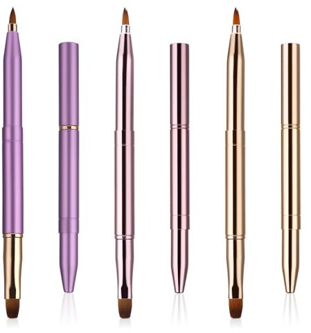 Retractable Lip Brush,3 Pack Lip Brushes Portable Dual End Lip Brush for Lipstick 3 Color Lip Contours Makeup Tool Lipstick Brush Travel Lip Brush