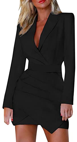 Blazers Robe Femmes Un Bouton Plaine Moulante Costume Manteaux et Vestes À Manches Longues Travail Bureau Invités De Mariage Robe Cintrée