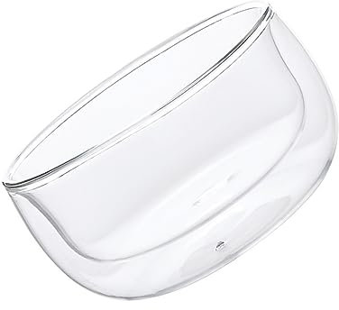 FUNOMOCYA 1pezzi Ciotola di Vetro a Doppio Livello Insalatiera Trasparente in Vetro Borosilicato Ciotola da Portata per Servire Frutta Insalata Dessert e Zuppe