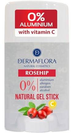 Dermaflora Rosehip with Vitamin C Gel Stick Deodorant – 50ml | Natural Gel Deodorant | Aluminum-Free, Paraben-Free, Antioxidant Protection for Sensitive Skin