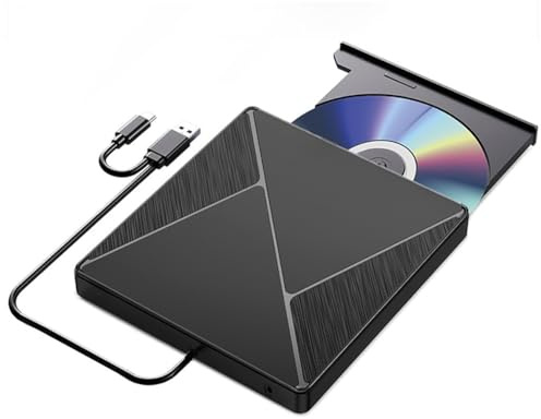 Nsssunnre Unidad de DVD Externa USB 3.0 Grabadora de CD-ROM Grabadora de CD DVD USB Tipo C de Interfaz Dual Portátil para Computadora Portátil