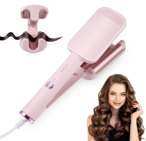 Hair Waver Hair Crimpers for Women and Girls, 32MM Ceramic Curling Wand, Mermaid Deep Waver Curling Iron, 3 Barrels Ionic Beach Waves Hair Curler with 4 Temps 140°C-220°C, Anti-Scald & Travel Lock