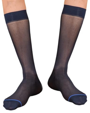 pumpumlia Chaussettes fines en nylon pour homme, douces, transparentes, respirantes, longueur mollet, chaussettes longues pour tenue professionnelle et formelle