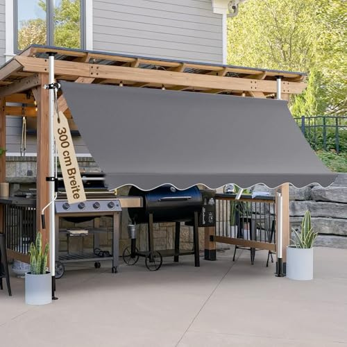 arvioo Klemmmarkise Sonnenschutz, Dein Flexibler Schattenspender, Markise Balkon ohne Bohren 200 cm Breit, Markise Balkon Höhenverstellbar & Winkelverstellbar & UV-beständig & Wetterfest (Anthrazit)