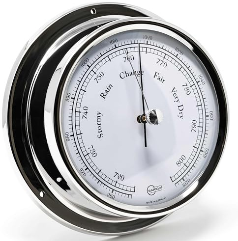 BARIGO 184RFPO REGATTA Barometer - 125 x 40 mm - mit Edelstahl-Gehäuse poliert - Made in Germany