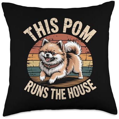 This Pom Runs the House – Retro Vintage Pomeranian Throw Pillow